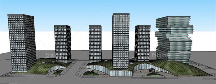 市民中心城市规划方案SketchUp精致设计模型[原创