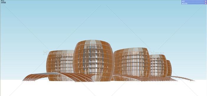 现代风格椭圆形展馆建筑设计su模型[原创]