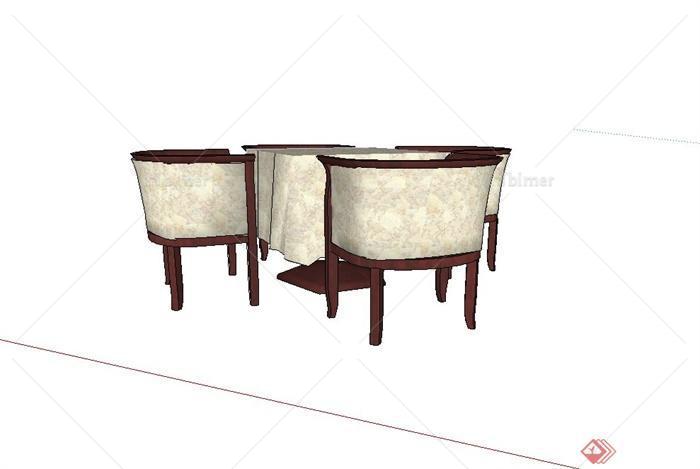 某现代餐厅餐桌椅设计su模型