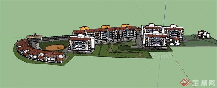 某现代住宅区建筑设计SU模型