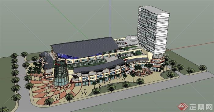 清远美林商业中心建筑设计SU模型（含四套方案）