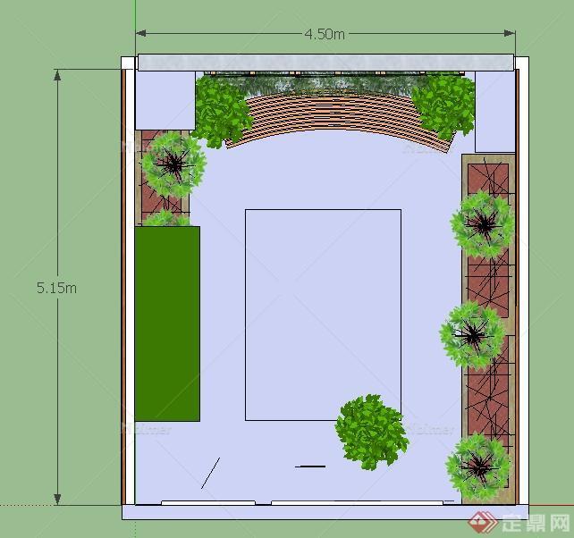 某现代小庭院景观设计SU模型