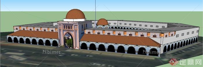 阿拉伯集会广场建筑设计su模型