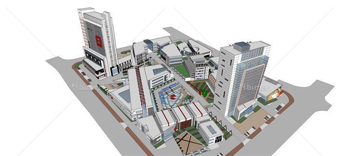 城市大型商业综合体SketchUp精致设计模型[原创]