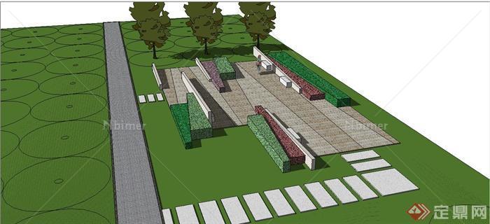 某现代风格公园休闲小广场景观规划设计SU模型[原