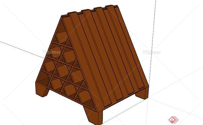 现代三角形镂空酒柜设计SU模型