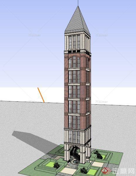某英伦风景观塔楼设计su模型