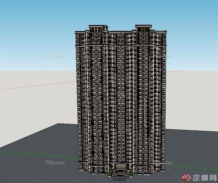 某现代风格详细高层居住小区建筑设计su模型[原创
