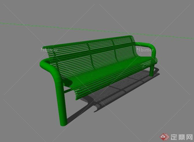 现代绿色铁艺长椅设计SU模型[原创]