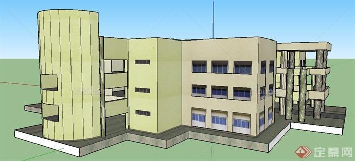 现代简约三层办公用房建筑设计su模型