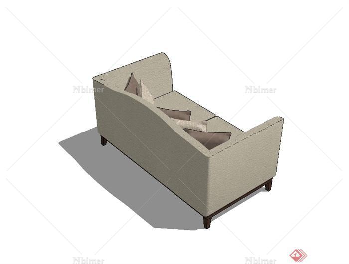 现代风格客厅双人沙发椅设计SU模型[原创]