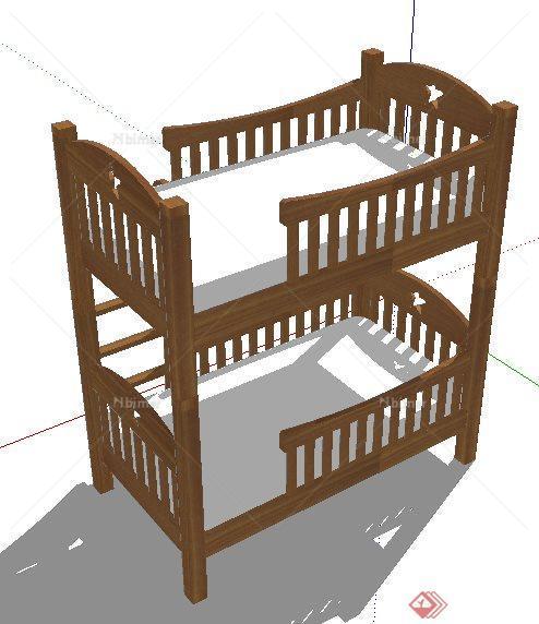 某木质高低床儿童床设计su模型[原创]
