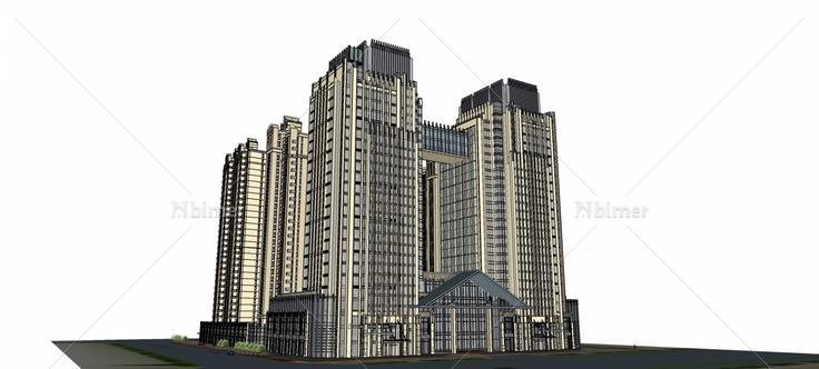 新古典风格商业综合住宅小区(76359)su模型下载