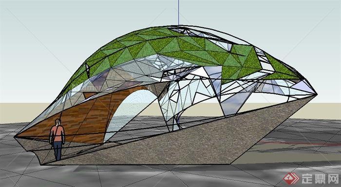 现代风格奇特造型建筑设计su模型