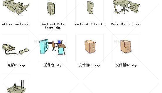 各种办公组件SU模型