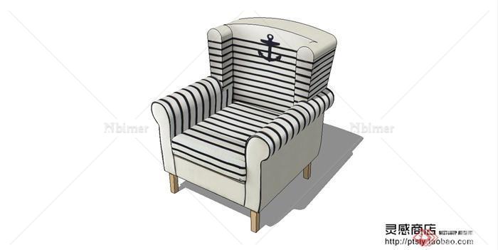 某地中海风格沙发椅设计SU模型[原创]