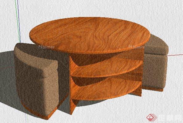 现代风格沙发凳及茶几su模型