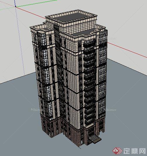 现代高层研究中心办公楼建筑su模型[原创]