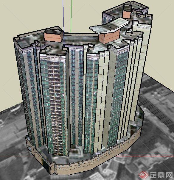 现代高层商住房建筑设计SU模型