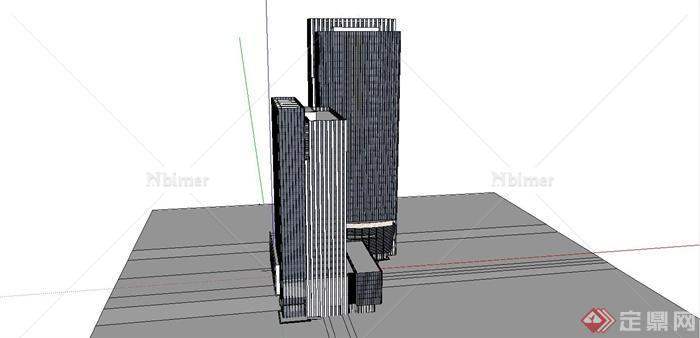 某简约现代风格高层商业办公楼建筑设计SU模型[原