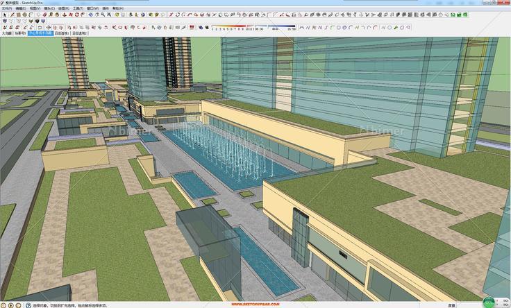 某市一个行政中心区块概念方案设计带SketchUp模