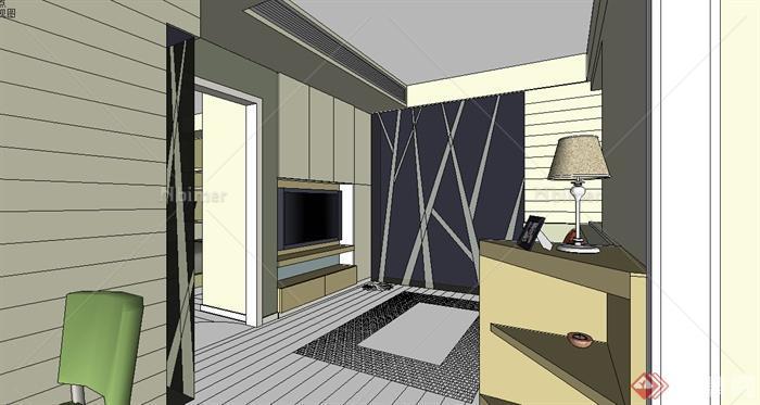 某住宅空间设计室内装饰方案设计su模型素材[原创