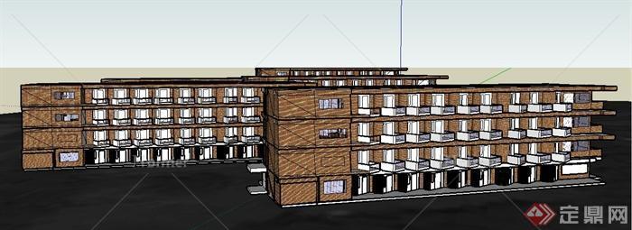 现代多栋旅舍建筑设计su模型