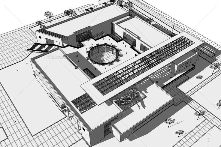 现代风格文化馆01(87381)su模型下载