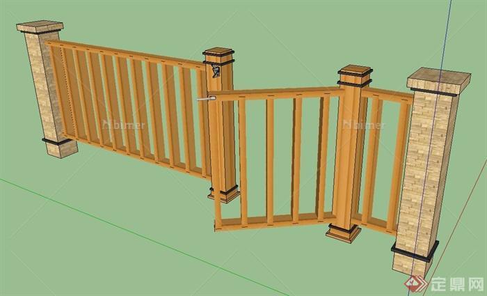 一个花园围栏门设计SU模型