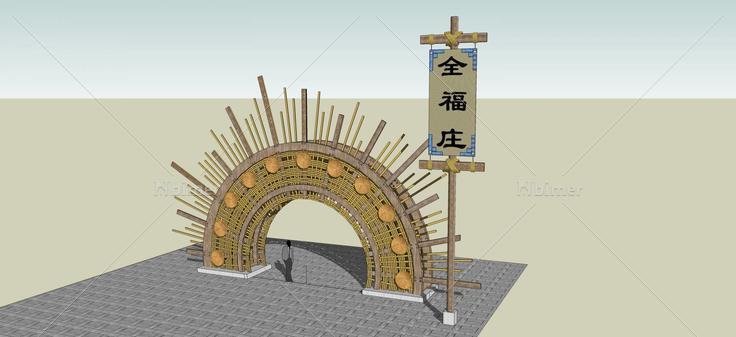 中式大门(60553)su模型下载