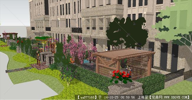 金地自在城样板房庭院景观方案SU精致设计模型
