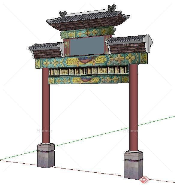 某景观节古典中式牌坊su模型