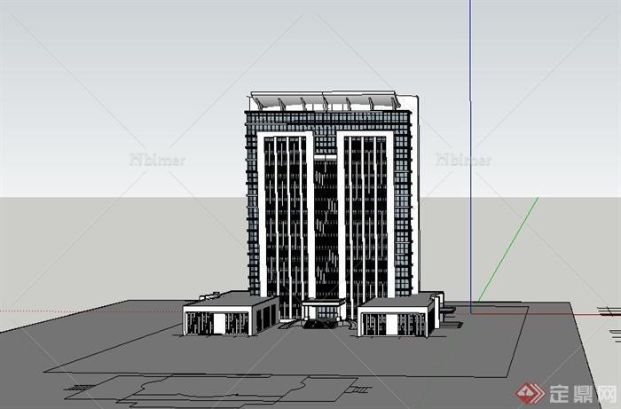某现代高层办公楼建筑SU模型设计[原创]