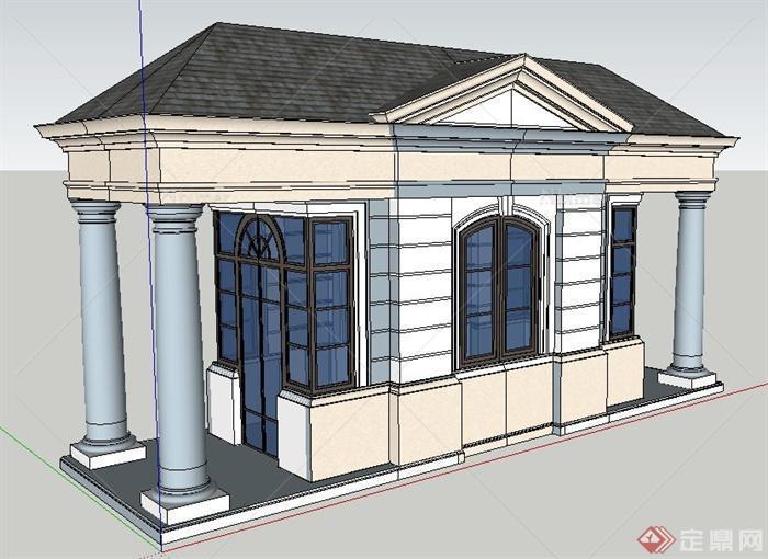 法式风格岗亭su模型