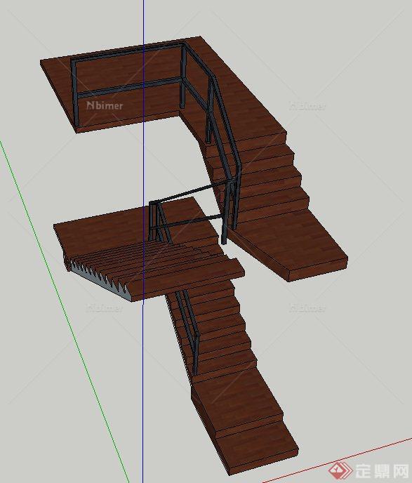 两层折叠楼梯设计su模型