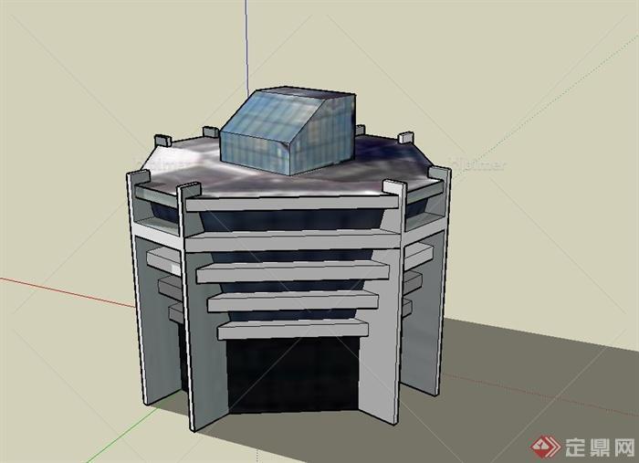 现代多层电影院建筑设计SU模型