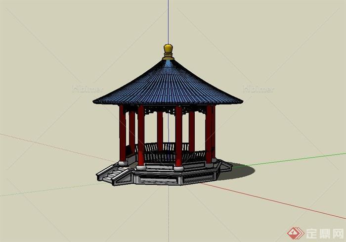 古典中式皇家园林圆亭设计su模型[原创]