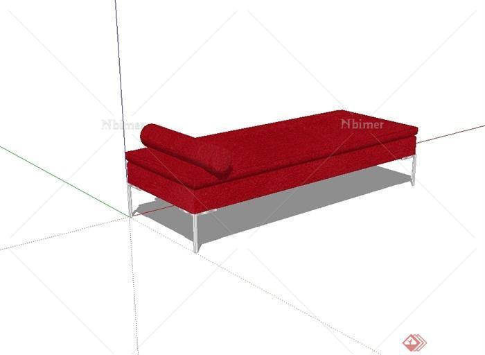 现代风格红色沙发床设计SU模型[原创]