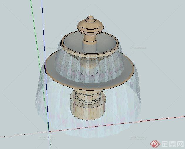 喷泉景观双层跌水钵SketchUp(SU)3D模型