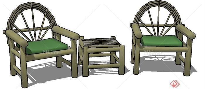 一套木质桌椅SU设计模型素材