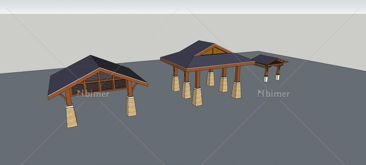 中式门亭(73736)su模型下载
