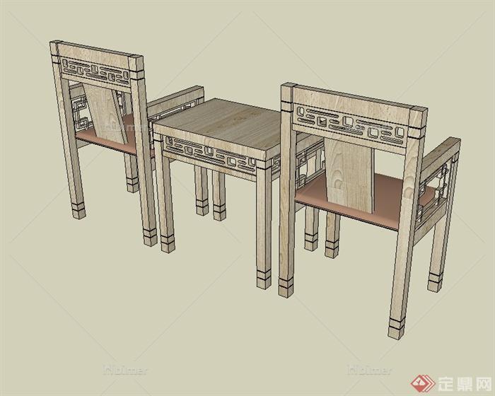 某现代中式风格独特桌椅设计su模型[原创]