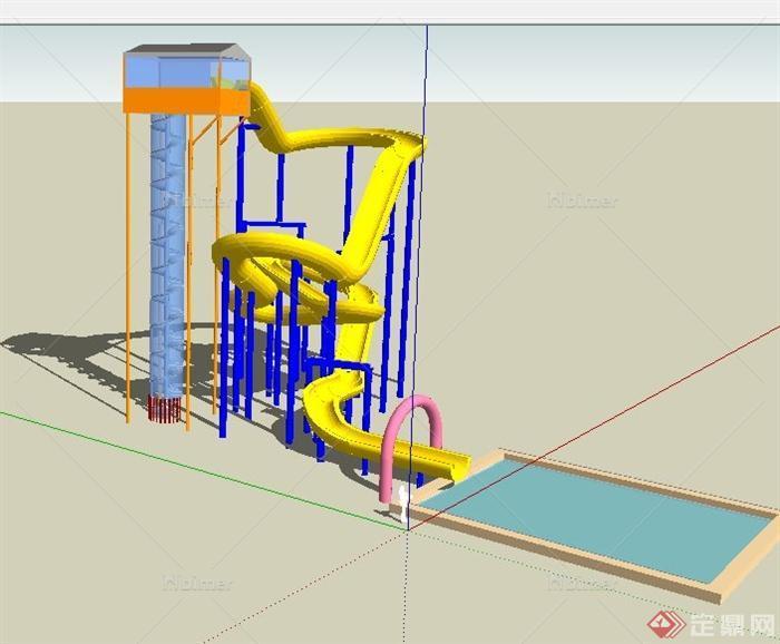 水上乐园滑梯设计su模型[原创]