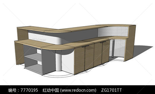 折角桌子柜子SU模型
