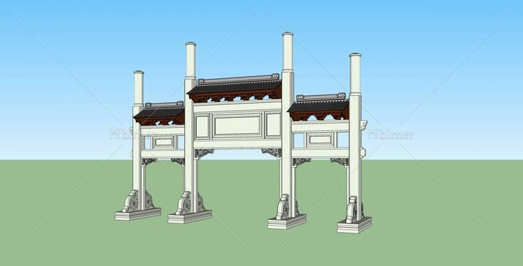 中式--牌坊(34743)su模型下载