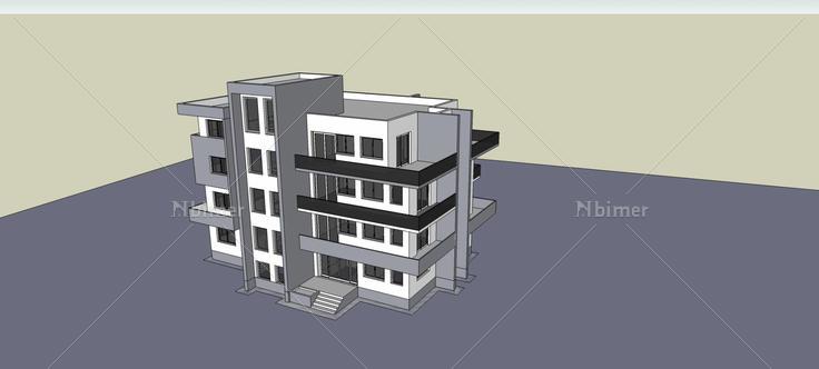 现代多层住宅楼(76979)su模型下载