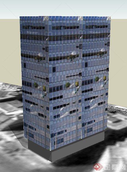 独栋现代办公楼建筑设计su模型