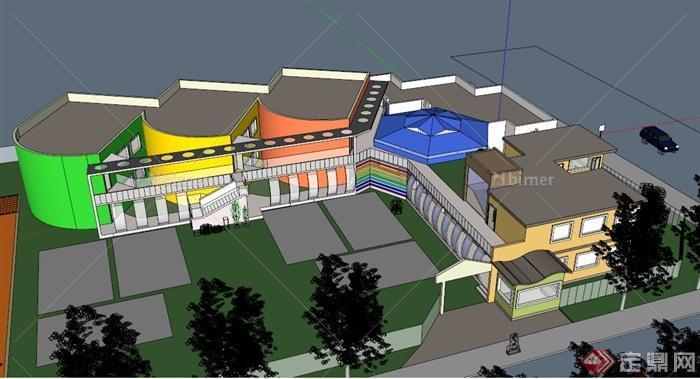 某市两层幼儿园学校建筑设计SU模型