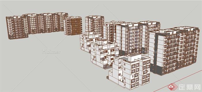 某地区居住小区住宅建筑SU模型图