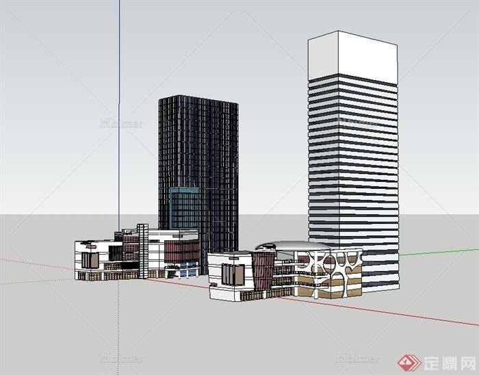 现代风格精致多层商业楼高层办公模综合体建筑设